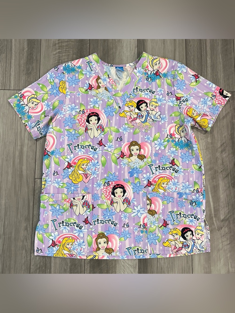 Disney Princess Lavender Short Sleeve Scrub Top